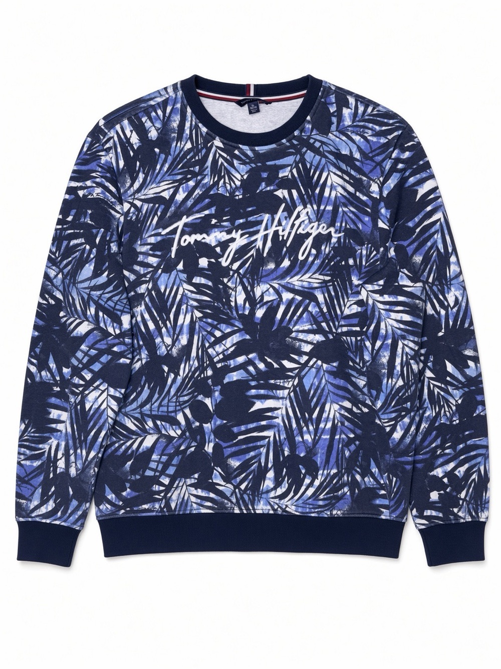 Tommy Hilfiger Blue Palm Print Crewneck Sweatshirt Juniors XL